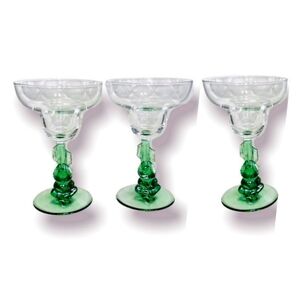 Luminarc France Siesta Margarita Long Stem Glasses Jade Color‎ Set of 3
